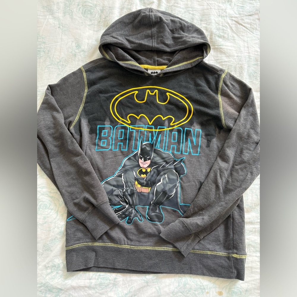 DC Gray Batman Hoodie with Yellow Accents